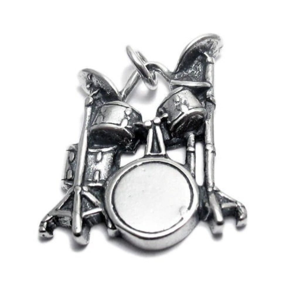 DRUM SET CHARM. STERLING SILVER